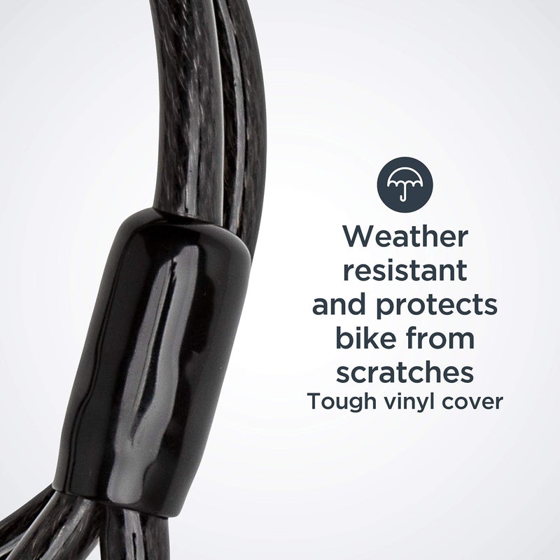 Schwinn Bike U-Lock with Cable, 4 ft x 10 mm Cable, Black, Vinyl Coated Steel Shackle, Mounting Bracket for Storage and Transport, Anti Theft Protection, Shackle Bike Lock for Security - Image 4